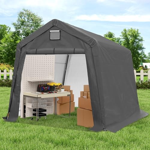 COVERONICS 10' x 10' Outdoor Portable Storage Shelter Shed, Grey