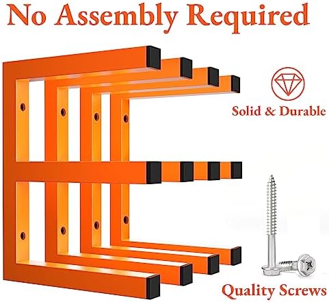 MOOMSINE Lumber Storage Rack Wall Mounted, 6-Level Holds Up 1200 Lbs Heavy Duty Wood Organizer, Metal Shelf for Shed, Workshop, Garage - 4pack, Orange