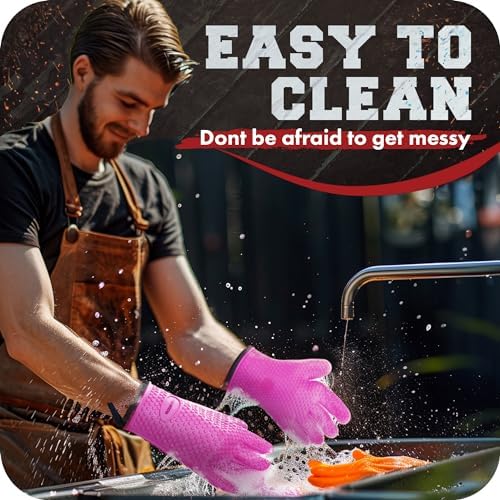 KITCHEN PERFECTION S Silicone Smoker BBQ Gloves - Heat Resistant Oven Mitts
