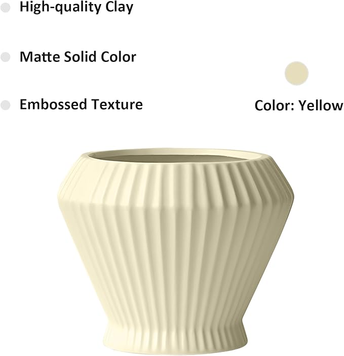 OXART 7.7 Inch Plant Pot, Modern Ceramic Pots for Indoor Plants, Plant Pots for Outdoor Flower Pot with Drainage Hole, Home Garden Decor Planters, Yellow