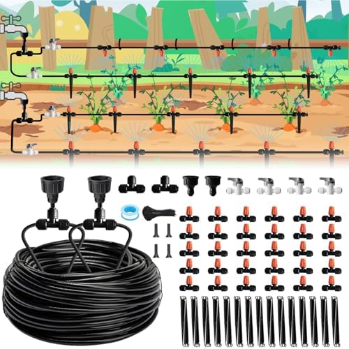 Misting Drip Irrigation System for Garden Watering,Raised Bed 120FT