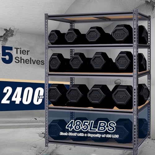 40" W Garage Shelving Unit, 2400Lbs Storage Shelves, Heavy Duty Adjustable Rack for Basement, Warehouse, Pantry, Stores, Tool Room, Freestanding Organizer