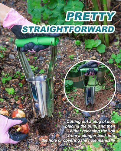 Bulb Planter with Depth Markers, Automatic Soil Release Transplanter