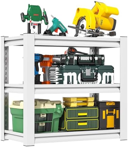 Garage Adjustable Storage Shelves, 3 Tier, Heavy Duty, 31" H*34.5" W*19.5" D, White