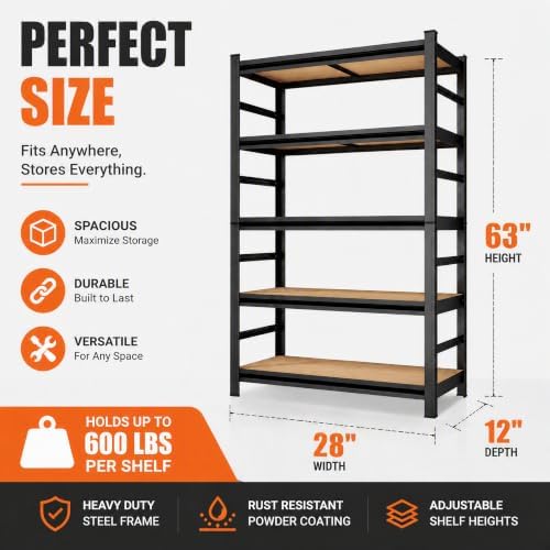 PRESTELION Garage Shelving 3000 LBS Adjustable Wood Storage Shelves