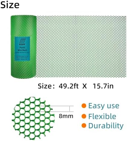 Pet & Garden Safeguard - 15.7IN x 49.2FT Roll - Green Plastic Netting, Multi-Use Decorative Fence for Poultry, Dogs, Rabbits,Chicken and Snake Barrier