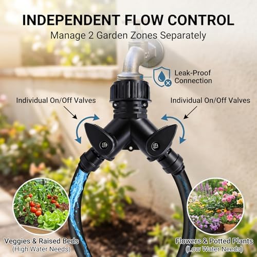 2026-Upgrade 100Ft 1/4" Drip Irrigation System,Garden Watering Kit with 20Pcs 360° Adjustable Copper Nozzles,Automatic Atomizing Sprinkler,DIY for Outdoor,Lawn,Greenhouse,Raised Beds (100FT/20pcs)