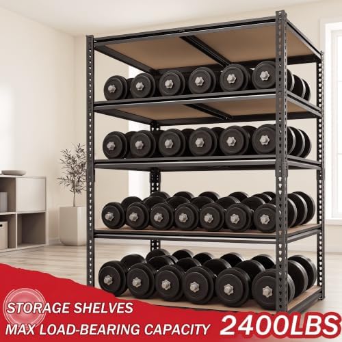 2400LBS Garage Shelving, 28" Wx12 Dx60 H Metal Storage Shelves