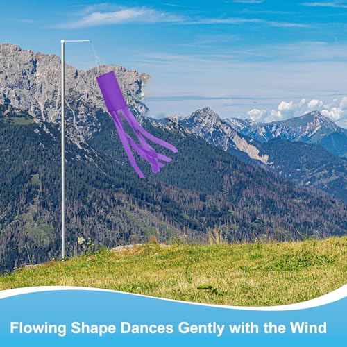 M METERXITY 1-Pack Windsock Flag, Colorful Wind Socks for Garden/Yard/Patio/Home Decor, Spring Summer Fall Winter Outdoor Hanging Decoration [39.4 in / 100cm, Purple]