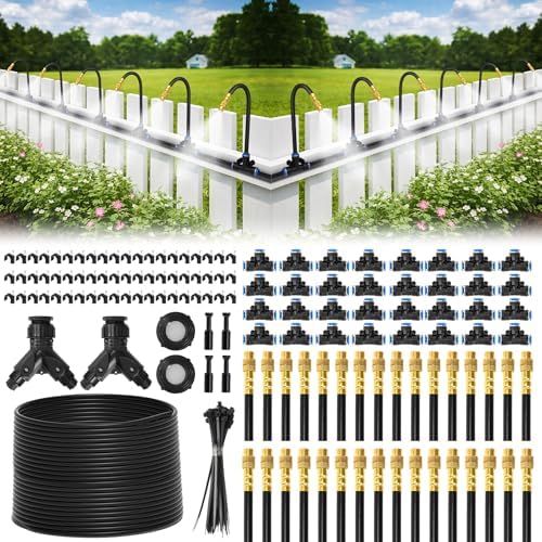 Bluepro Drip Irrigation System 200FT 1/4", 2026-Upgrade Garden Sprinkler Kit with 32PCS 360° Adjustable Copper Nozzles, Automatic Misting Watering System for Raised Beds, Greenhouse, Lawn, Patio