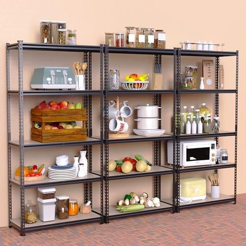 Storage Shelves Garage Shelving Unit Heavy Duty,Metal Racks for Stoage 60 inchs,5 Tier Garage Organization, Adjustable Steel Rack for Closet, Pantry, Warehouse,2000LB