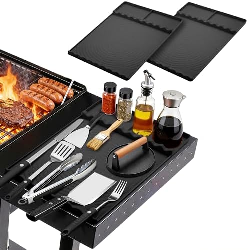 Silicone Grill Mat for Blackstone Griddle Accessories (Black-2Pack)
