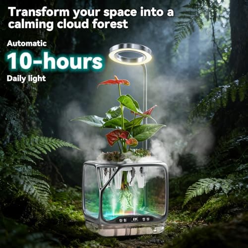 Aeroponics Growing System with Grow Light & Humidifier - Smart Indoor Garden, Visual Root Observation, RGB Mood Lighting, for Plants, Mushrooms - Desktop Hydroponic Planter