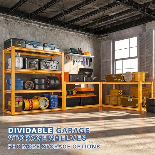 REIBII 40" W Yellow Garage Shelving with Double-Layer Frames for Hobbyists