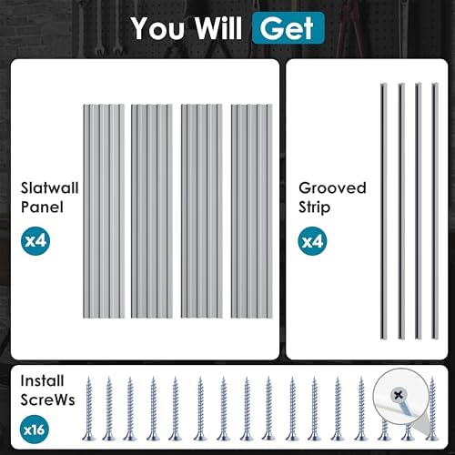 Brakki Slat Wall Paneling 4x4 Ft, Slatwall Garage Organizer Storage System