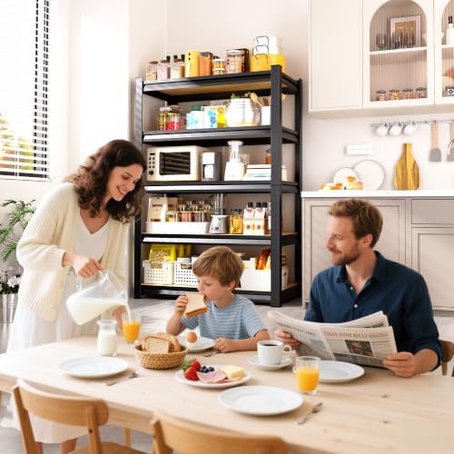 71.2" H Garage Shelving Heavy Duty Storage Shelves, Metal Adjustable Shelving Unit, Utility Garage Organizer Shelf for Basement, Pantry, Kitchen, Warehouse, 31.5" W x 13.8" D x 71.2" H, Black