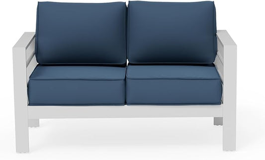 UDPATIO Outdoor Loveseat Aluminum Outdoor Furniture Sofa, Patio Seating Loveseat with 5" Thick Cushion and Waterproof Cover