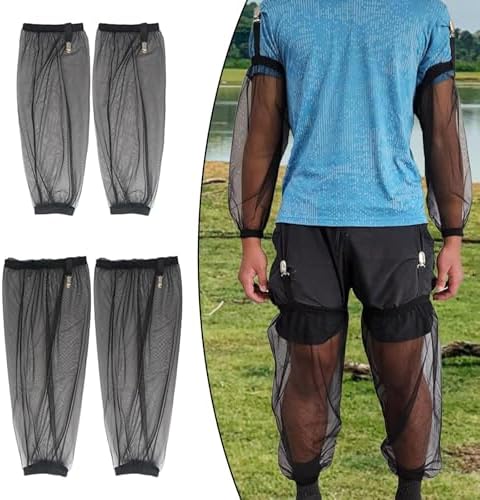 Arm and Leg Sleeves Cover Net, Polyester Mesh Protector for Hiking, Camping, Gardening, Fishing - Portable Protection Set (1 Set)- M