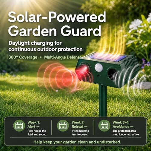 2026 Sonic Fortress Pro Deer Repellent Devices, Racoon Repellent Outdoor Squirrel Fortress Pro IP65 Animal Repeller Cat Deterrent with Motion Sensor&Light to Scare Bear Dog Out of Garden Yard(2Pack)
