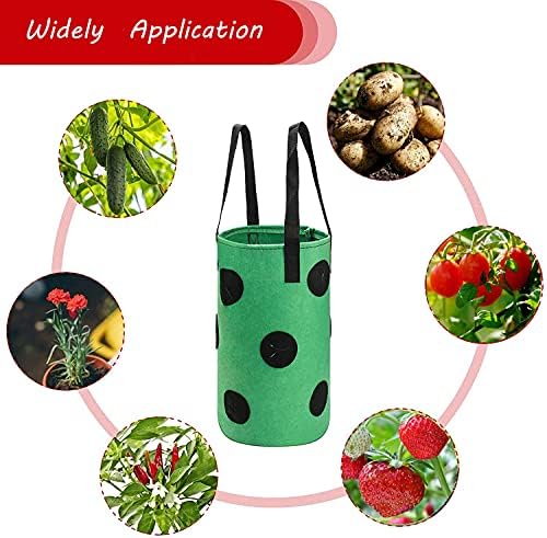 Upside Down Tomato Planter-3 Gallon Hanging Strawberry Planter Durable Aeration Fabric Grow Bags for Vegetables (Set of 3- Red，Green and Black)