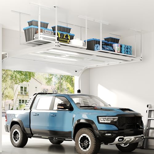 FLEXIMOUNTS 3x6 Overhead Garage Storage Adjustable Ceiling Rack, White