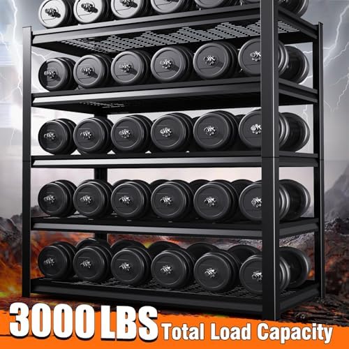 Set of 7-71"H Garage Shelving-3000LBS 5 Tier Storage Shelves,Adjustable Heavy Duty Metal Shelving Unit and Storage Large Wire Rack,Utility Steel Shelf For Shop Warehouse Industrial Pantry 71"x35"x16"