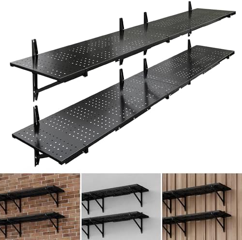 FLEXIMOUNTS 2-Pack 1x6ft Wall Mounted Garage Shelving, 14x68-inch