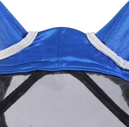 Harrison Howard CareMaster Pro Luminous Horse Fly Mask Large Eye Space Long Nose with Ears UV Protection for Horse Signature Blue Large Full Size