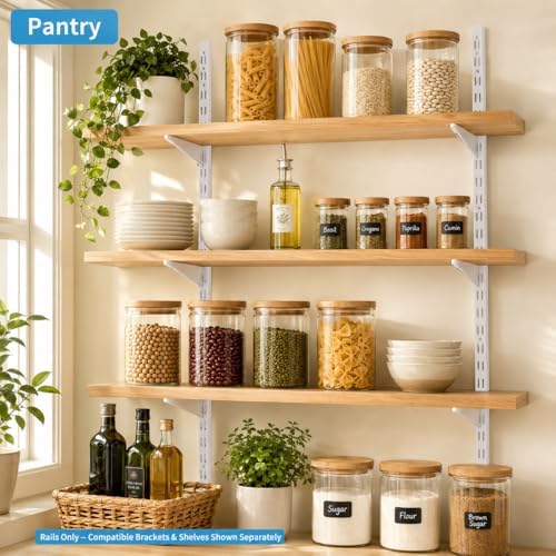 16.5-Inch Adjustable Double-Track Wire Shelf Brackets, 10 Pack, White