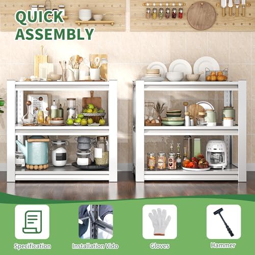 Garage Adjustable Storage Shelves, 3 Tier, Heavy Duty, 31" H*34.5" W*19.5" D, White