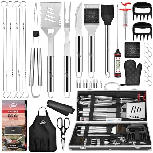 Kaluns BBQ Accessories, Complete Grill Set Dad Gifts for Fathers Day, 40 Pcs Premium Heavy Duty Stainless Steel Barbecue Grill Accessories for Outdoor Grill Gifts for Men