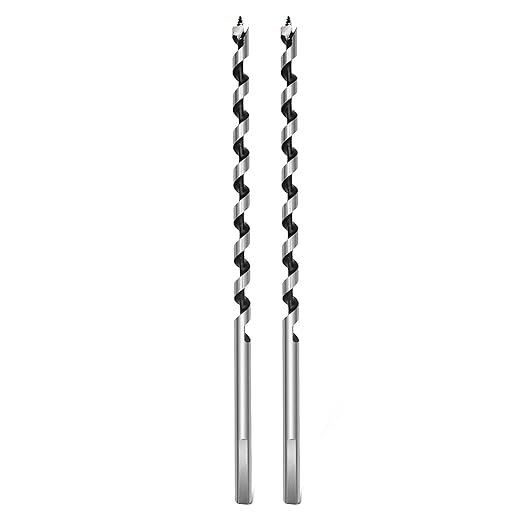 2 Pack 3/8 x 9 inch Auger Drill Bit for Wood, 10x230mm Hex Shank Ship Auger Bit for Soft Wood, Hard Wood, Plastic, Composite Materials and DIY Projects 3/8" (10mm)