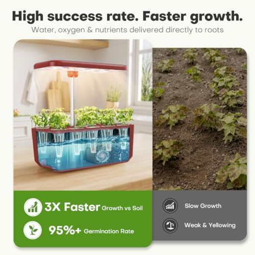 Ahopegarden Hydroponics Growing System: 10 Pods Indoor Herb Garden with LED