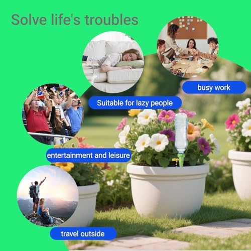 10 Pack Self Watering Spikes for Plant,Indoor & Outdoor Automatic Plants Waterer,Plug-in Device with Adjustable Valve Switch, Self Watering Planter Insert (10 Green)