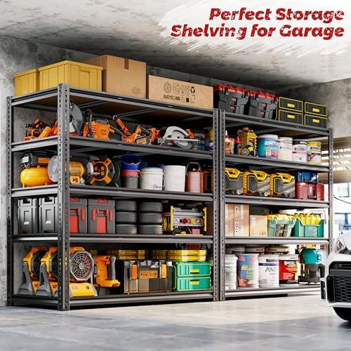48"W Garage Shelving Heavy Duty ,5 Tier Metal Shelving Unit , 3050LBS, 2PCS