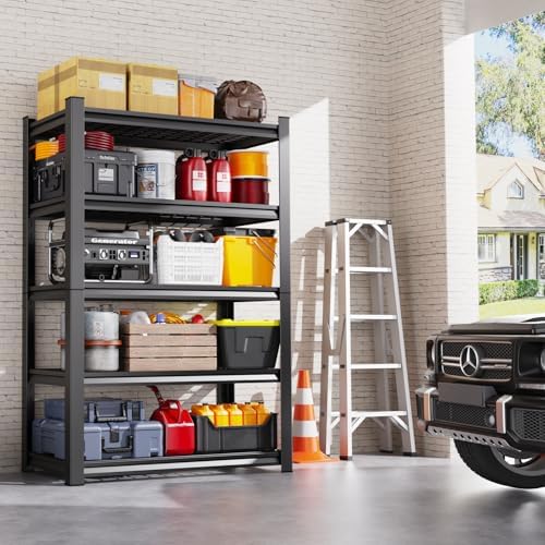 Set of 3 71"H Garage Shelving-3000LBS 5 Tier Storage Shelves,Adjustable Heavy Duty Metal Shelving Unit and Storage Large Wire Rack,Utility Steel Shelf For Shop Warehouse Industrial Pantry 71"x35"x16"