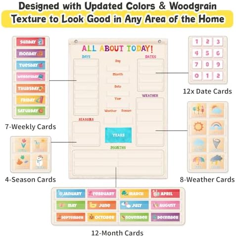 Morning Circle Time Board,Preschool Daily Calendar Learning Chart,Days Week Month Year Weather Seasons Chart for Kids,All About Today Chart for Homeschool Preschool Activities