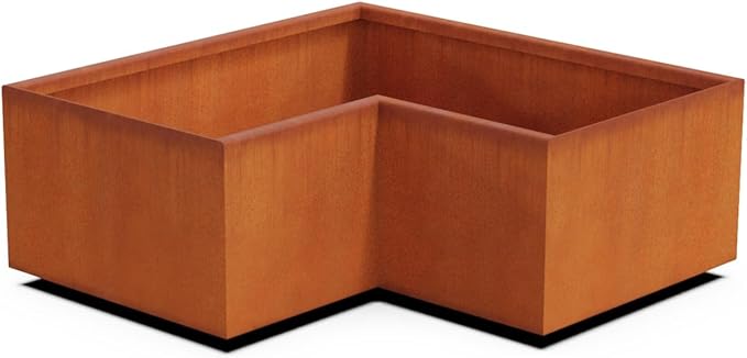 Plantercraft Corten Steel Planter | Large Rectangular Planters for Outdoor Plants | 30x18x12 Inch Large Outdoor Planter Box & Corten Steel Raised Garden Bed for Patios, Decks, and Landscapes