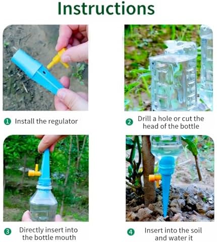 New!Self Watering Spikes for Pots Indoor Plants,Universal Bottle Mouth,Automatic Irrigation Stakes,Slow Release Water Valve,Vacation Proof Drip