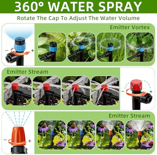 Drip Irrigation System with Quick-Connect, 248FT Complete Kit