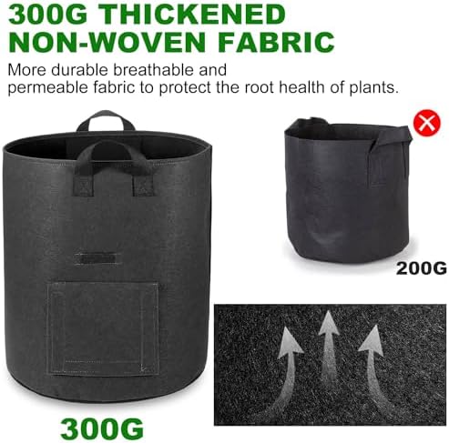 4-Pack 10 Gallon Potato Grow Bags with Flap Window, Heavy Duty Aeration Fabric Pots with Handles for Garden and Planting(Black)