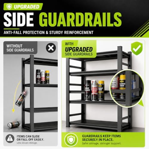 Garage Shelving,2-in-1 Adjustable Storage Shelves with Guard