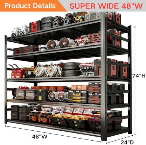 Garage Shelving, Heavy Duty Storage Shelves, Adjustable Boltless Units