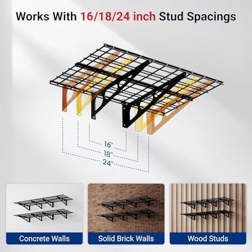 FLEXIMOUNTS 4-Pack 2x3ft Garage Shelving, 24"x72" Storage Shelves, Black