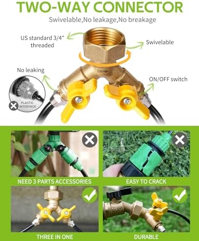 HIRALIY 100ft Drip Irrigation Kit Plant Watering System 8x5mm Blank Distribution Tubing DIY Automatic Irrigation Equipment Set for Garden Greenhouse Flower Bed Patio Lawn
