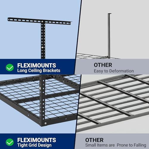FLEXIMOUNTS 3x4 Overhead Garage Ceiling Storage Rack Organization, Black