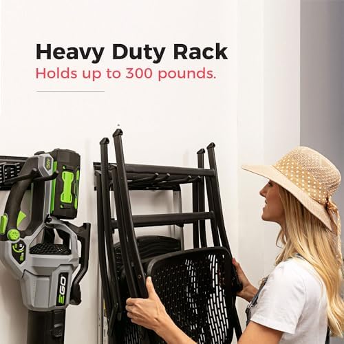 TIDYME Garage Tool Organizer Wall Mount, 48", 3 Racks 6 Hooks, 300 lbs