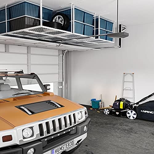 FLEXIMOUNTS 3x8 Overhead Garage Ceiling Storage Rack, 2 Pack, White