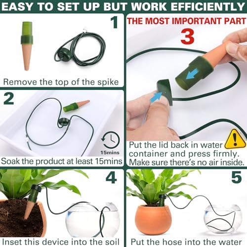 BYDOLL Plant Self-Watering Stakes Automatic Dripper Watering Terracotta Spikes for Indoor Outdoor Plant,Watering Insert Devices for Vacation use,Bonsai Garden Drip Irrigation System(10 Pack)