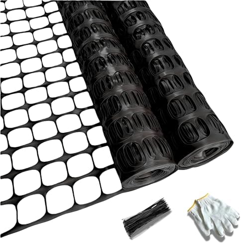 PotatoLife 2-Pack 4'x100' Green Mesh Fence for Garden with Zip Ties, Black